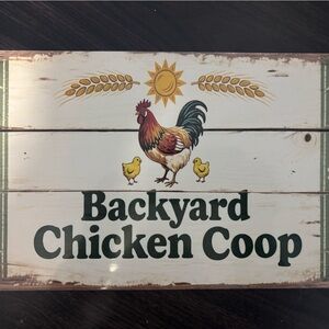 Backyard Chicken Coop Decorative Wall Sign - Cream and Green ⭐️2 for 11 ⭐️